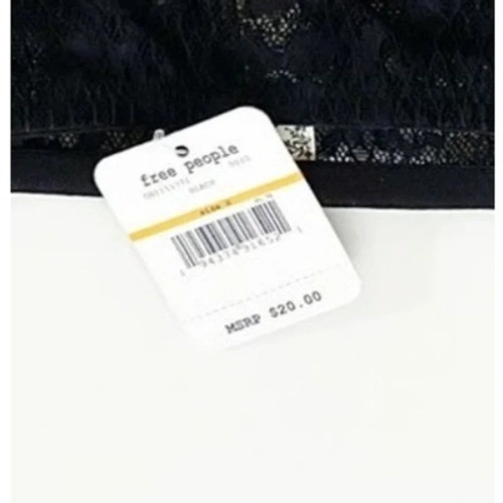 Free People Women Black Lace Thong Floral Sheer Low Rise Underwear OB1115731 S